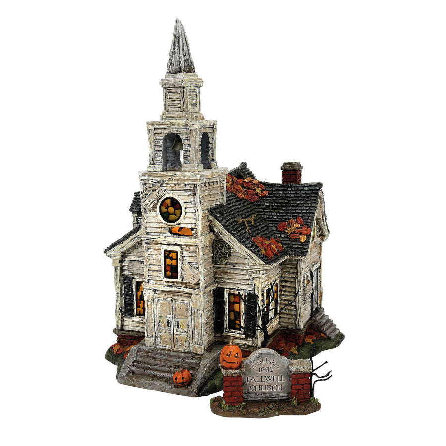 Department 56 Elvira Village: Fallen Church of Fallwell, Set of 2 sparkle-castle