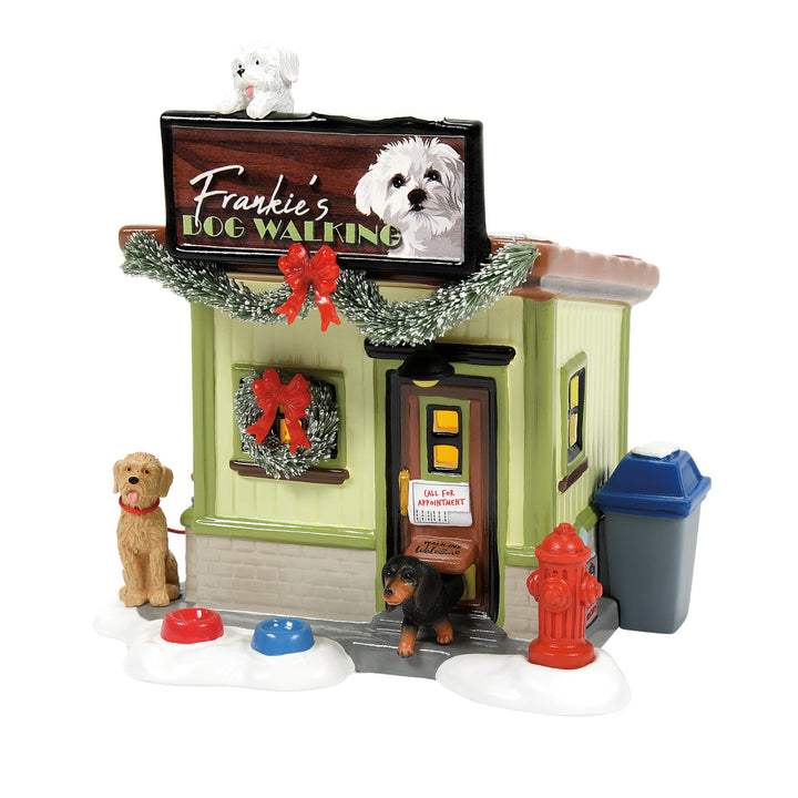 Department 56 Original Snow Village: Frankie's Dog Walking Co. sparkle-castle