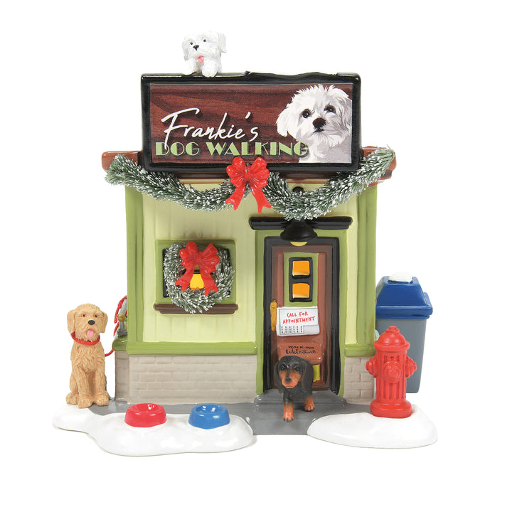 Department 56 Original Snow Village: Frankie's Dog Walking Co. sparkle-castle