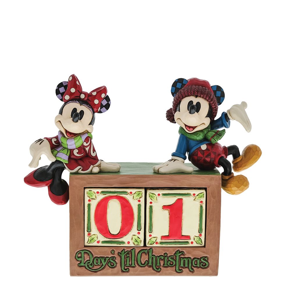 Jim Shore Disney Traditions: Mickey & Minnie Christmas Countdown Blocks Figurine sparkle-castle
