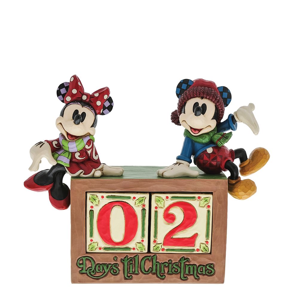 Jim Shore Disney Traditions: Mickey & Minnie Christmas Countdown Blocks Figurine sparkle-castle