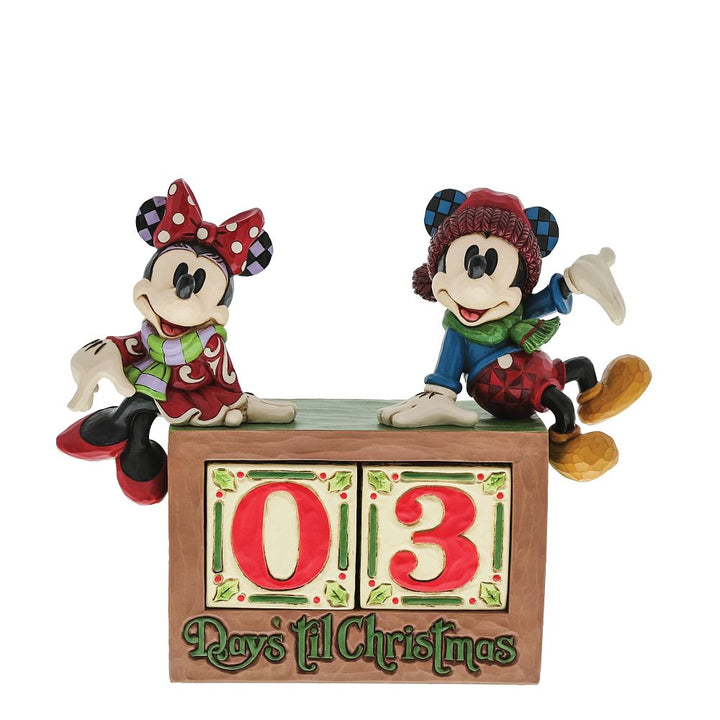 Jim Shore Disney Traditions: Mickey & Minnie Christmas Countdown Blocks Figurine sparkle-castle