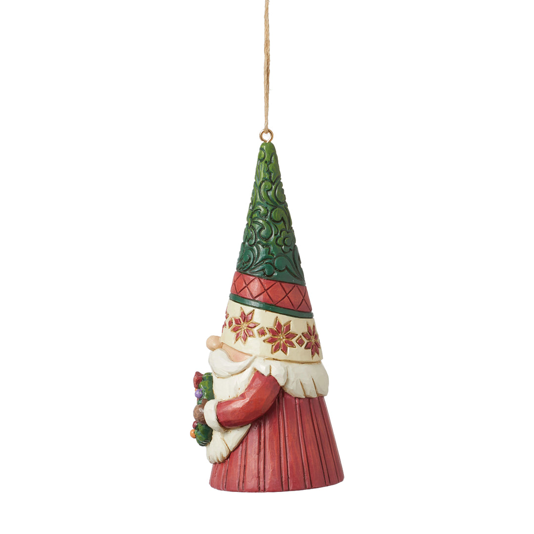 Jim Shore Heartwood Creek: Gnome Holding Wreath Hanging Ornament sparkle-castle
