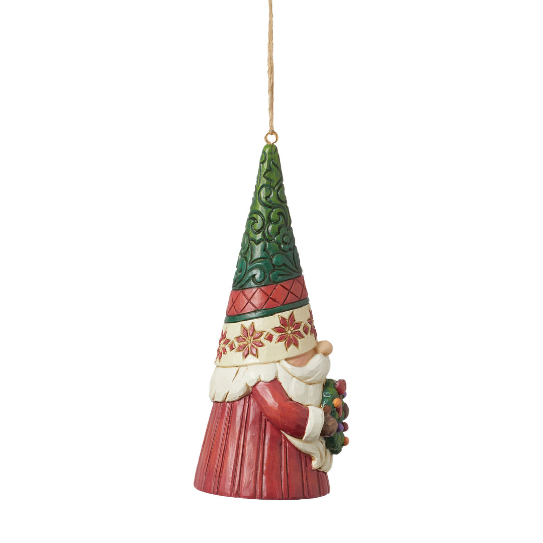 Jim Shore Heartwood Creek: Gnome Holding Wreath Hanging Ornament sparkle-castle