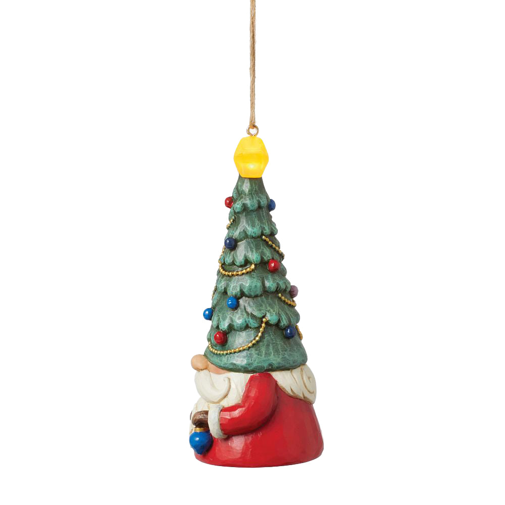 Jim Shore Heartwood Creek: Gnome with Lit Tree Hat Hanging Ornament sparkle-castle