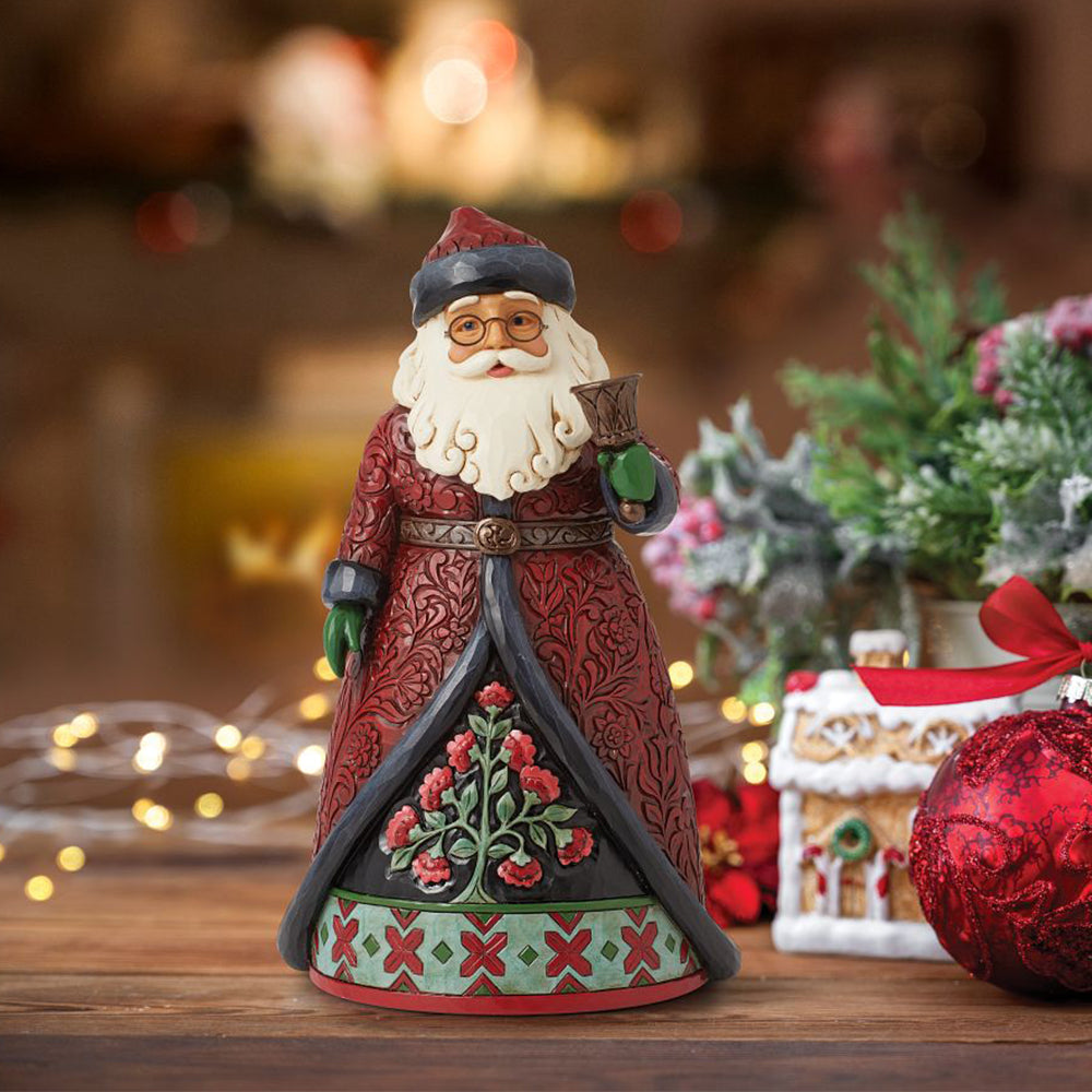 Jim Shore Heartwood Creek: Holiday Manor Santa with Bell Figurine sparkle-castle