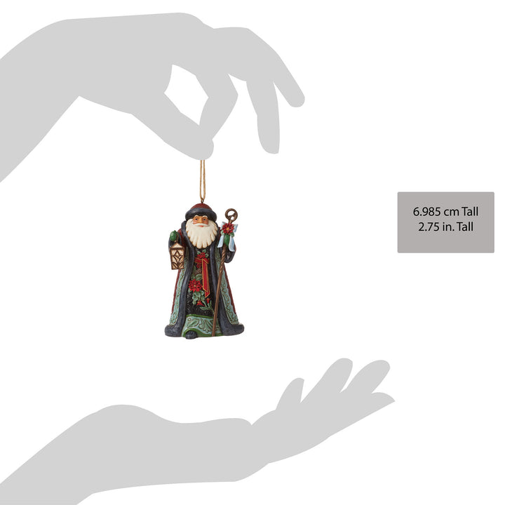 Jim Shore Heartwood Creek: Holiday Manor Santa with Cane Hanging Ornament sparkle-castle