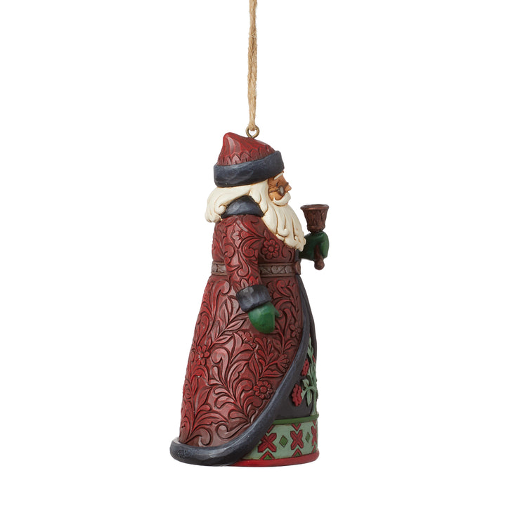 Jim Shore Heartwood Creek: Holiday Manor Santa with Bell Hanging Ornament sparkle-castle
