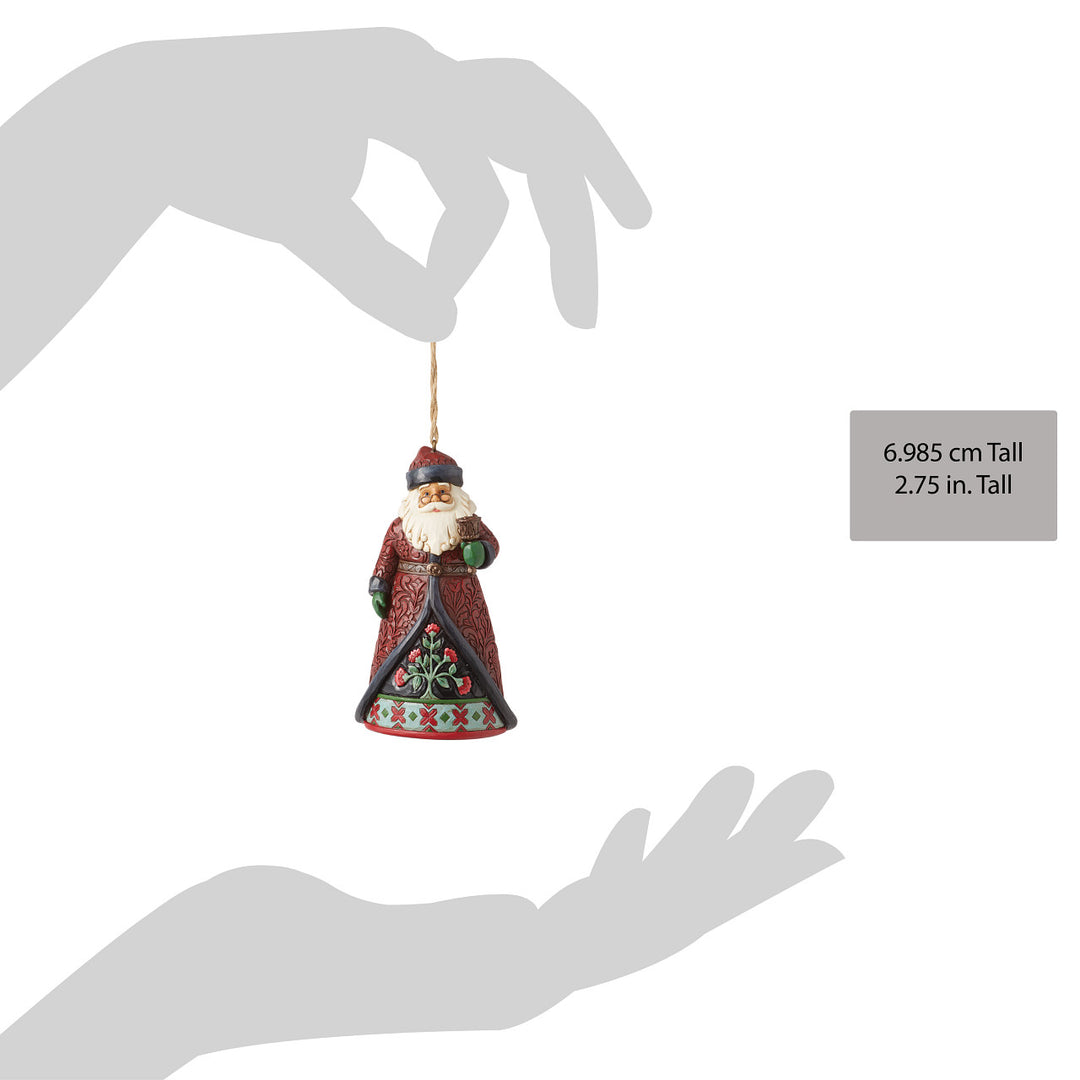 Jim Shore Heartwood Creek: Holiday Manor Santa with Bell Hanging Ornament sparkle-castle