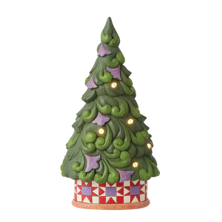 Jim Shore Heartwood Creek: Light Up Tree with Star Pattern Base Figurine sparkle-castle