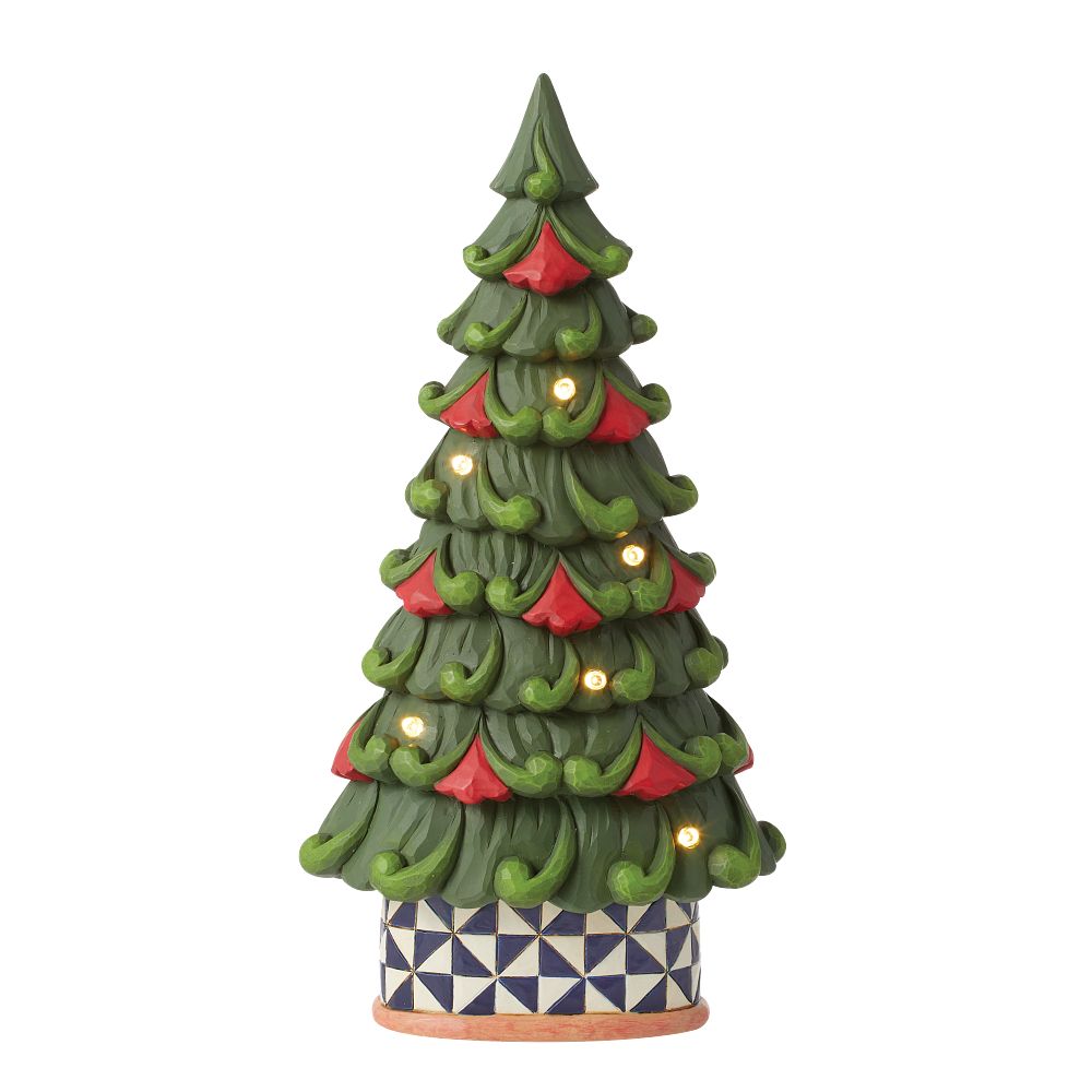 Jim Shore Heartwood Creek: Light Up Tree with Windmill Pattern Base Figurine sparkle-castle