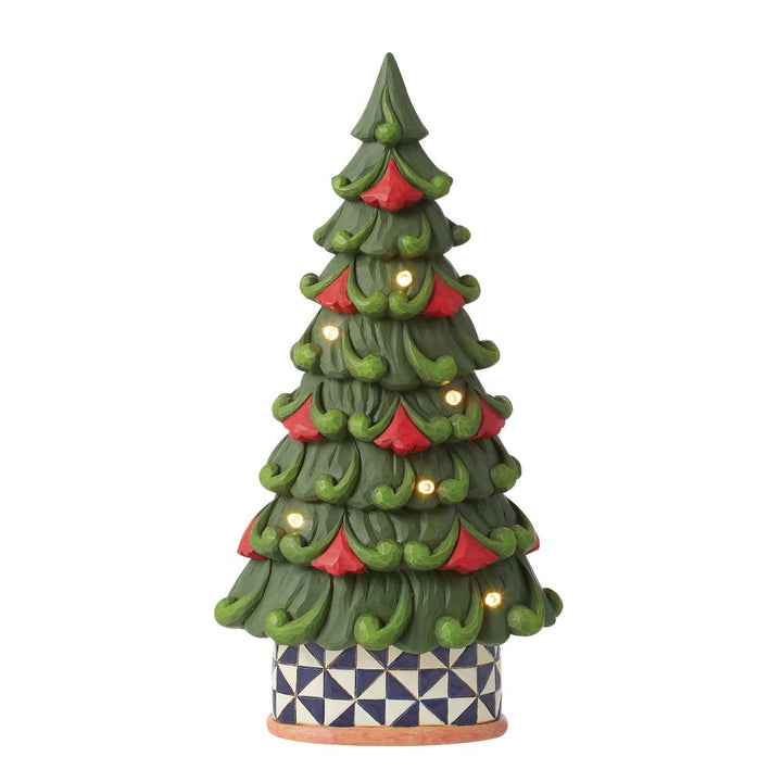 Jim Shore Heartwood Creek: Light Up Tree with Windmill Pattern Base Figurine sparkle-castle