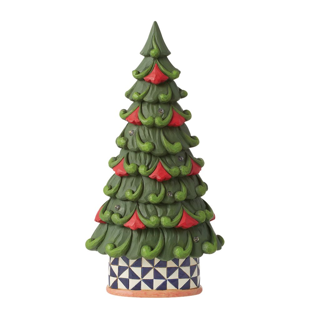 Jim Shore Heartwood Creek: Light Up Tree with Windmill Pattern Base Figurine sparkle-castle