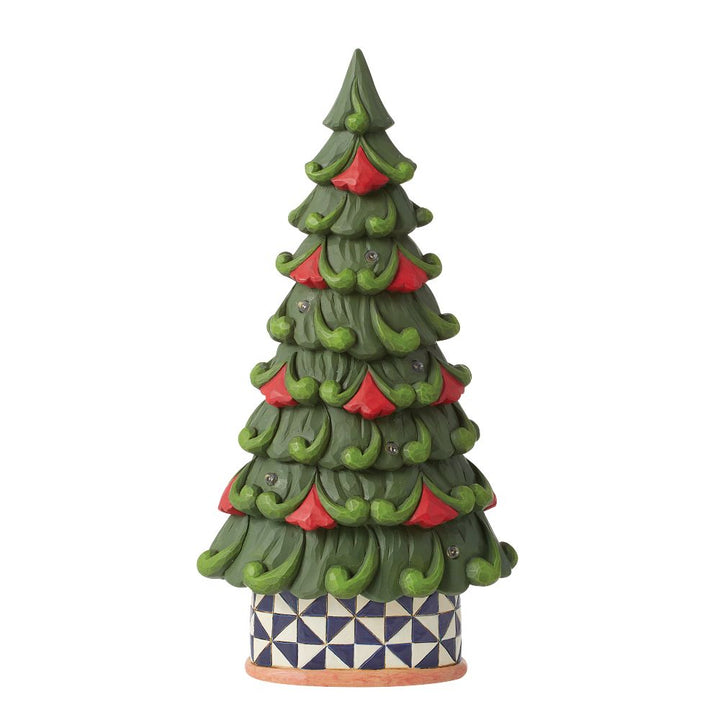Jim Shore Heartwood Creek: Light Up Tree with Windmill Pattern Base Figurine sparkle-castle