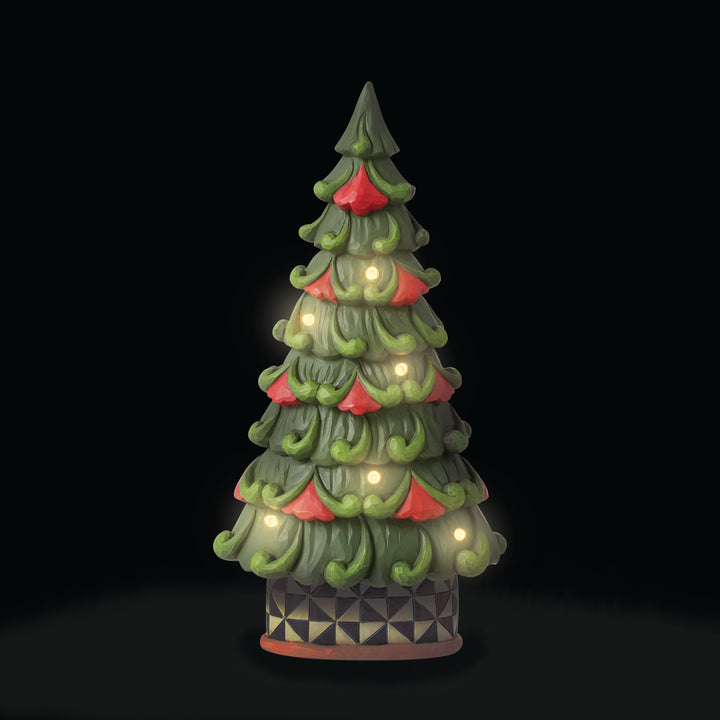 Jim Shore Heartwood Creek: Light Up Tree with Windmill Pattern Base Figurine sparkle-castle