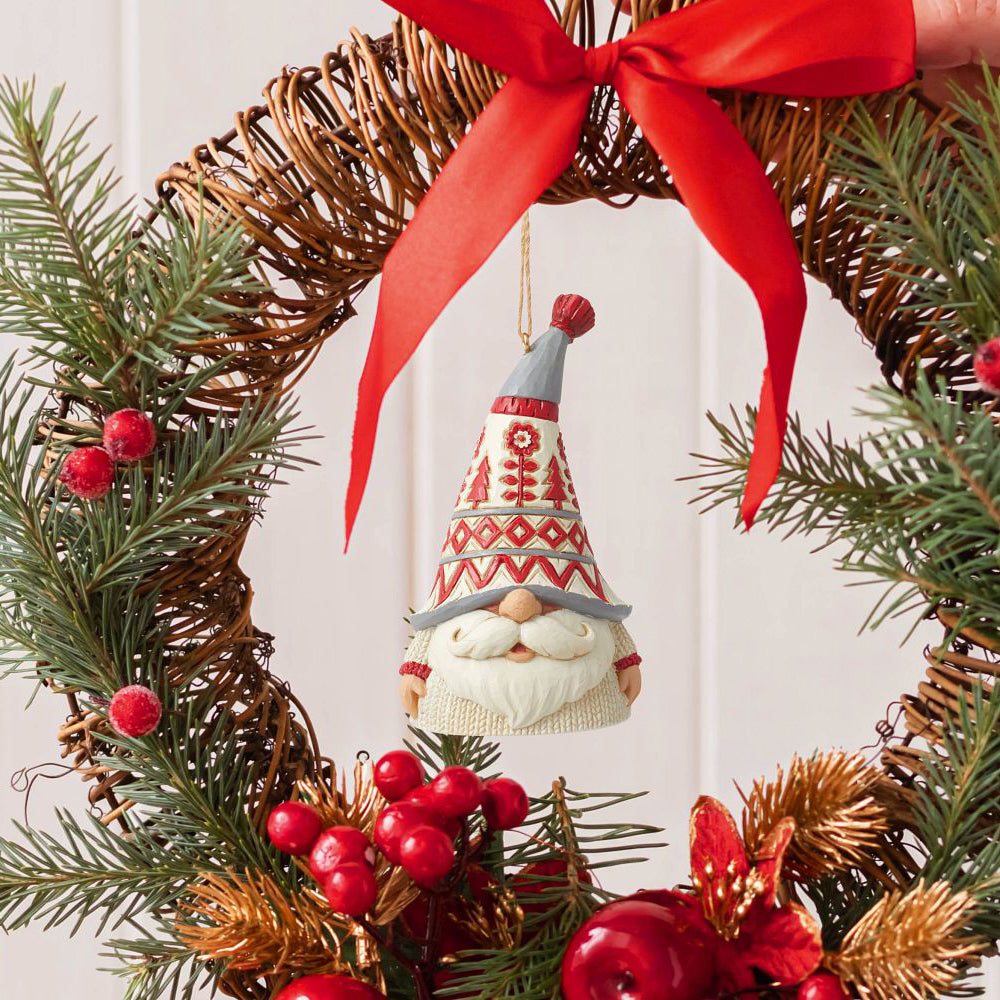 Jim Shore Heartwood Creek: Nordic Noel Gnome In White Sweater Hanging Ornament sparkle-castle
