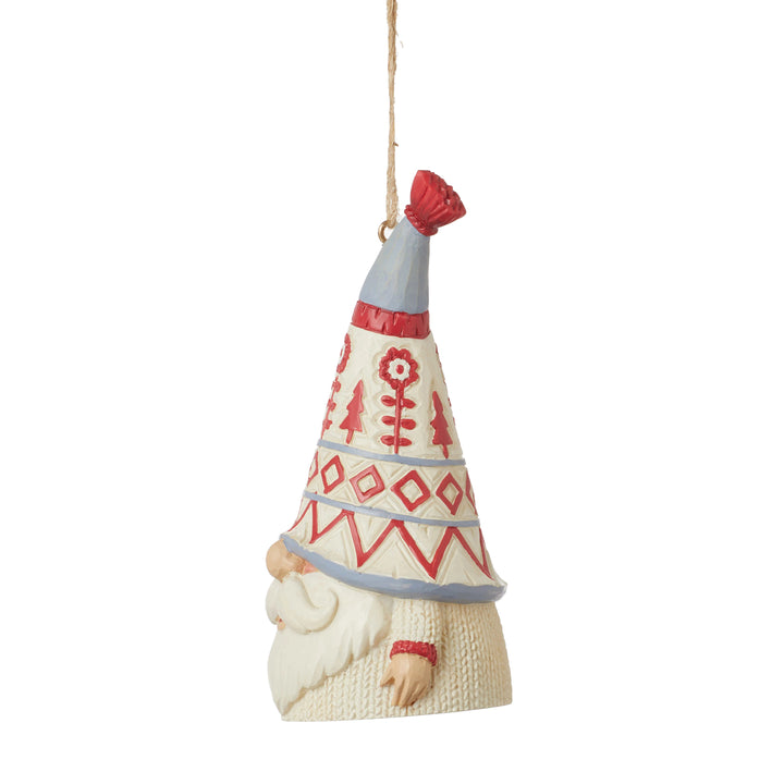 Jim Shore Heartwood Creek: Nordic Noel Gnome In White Sweater Hanging Ornament sparkle-castle