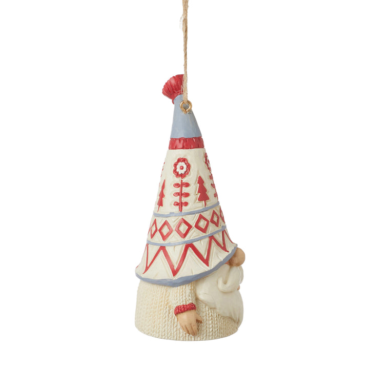 Jim Shore Heartwood Creek: Nordic Noel Gnome In White Sweater Hanging Ornament sparkle-castle