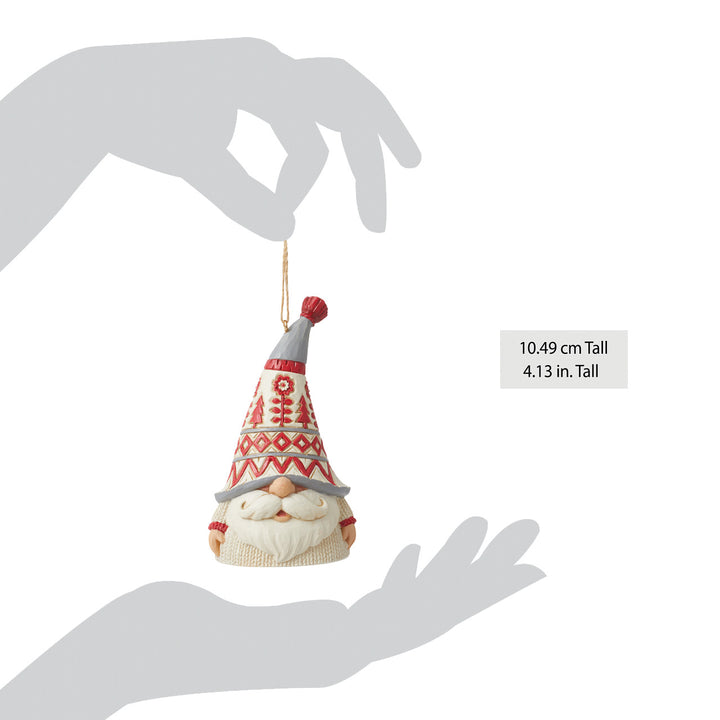Jim Shore Heartwood Creek: Nordic Noel Gnome In White Sweater Hanging Ornament sparkle-castle