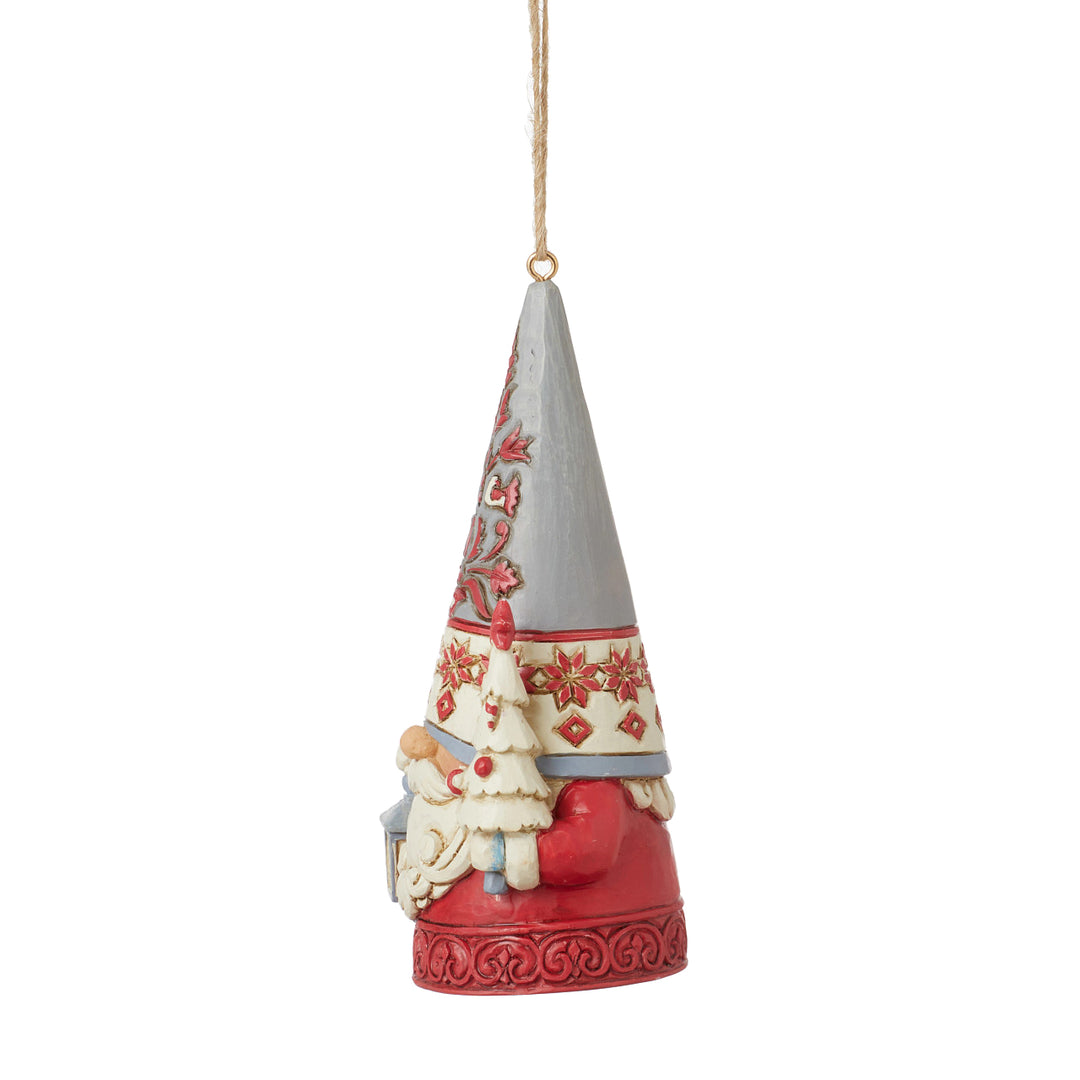 Jim Shore Heartwood Creek: Nordic Noel Gnome with Tree Hanging Ornament sparkle-castle