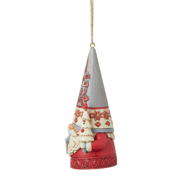 Jim Shore Heartwood Creek: Nordic Noel Gnome with Tree Hanging Ornament sparkle-castle