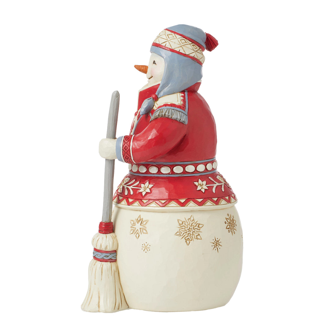 Jim Shore Heartwood Creek: Nordic Noel Snowman with Broom Figurine sparkle-castle