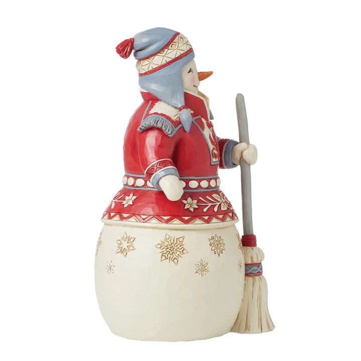 Jim Shore Heartwood Creek: Nordic Noel Snowman with Broom Figurine sparkle-castle