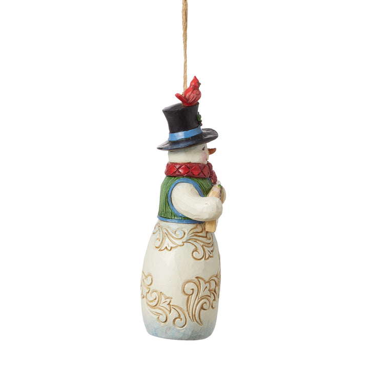 Jim Shore Heartwood Creek: Snowman with Christmas Sign Hanging Ornament sparkle-castle