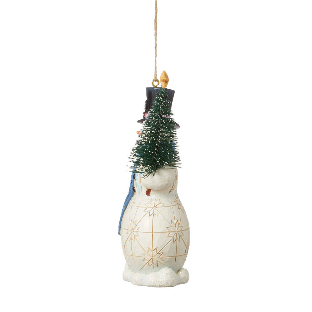 Jim Shore Heartwood Creek: Snowman with Sisal Tree Hanging Ornament sparkle-castle