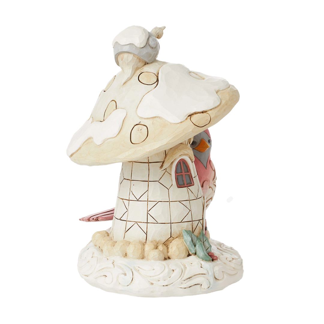 Jim Shore Heartwood Creek: White Woodland Gnome Mushroom House Figurine sparkle-castle