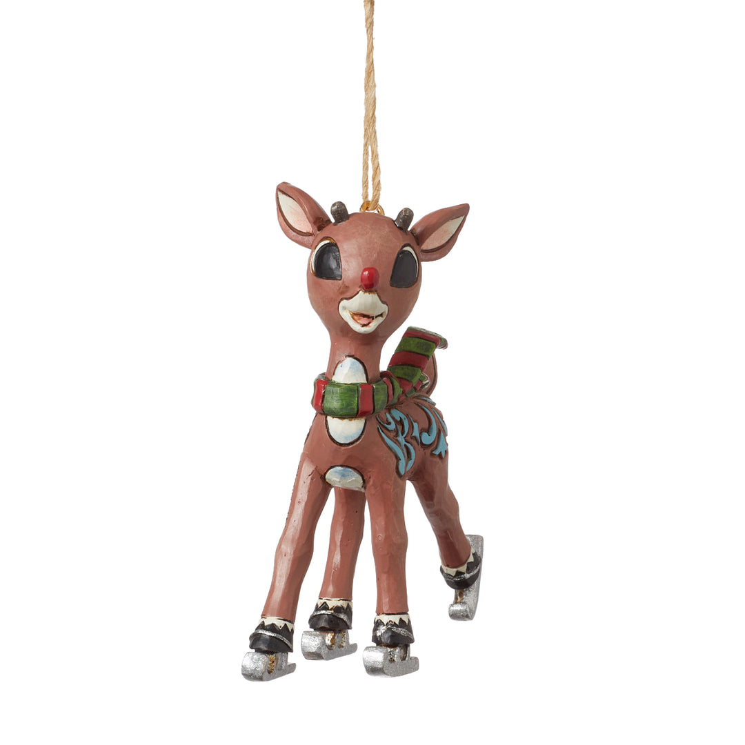 Jim Shore Rudolph Traditions: Rudolph Ice Skating Hanging Ornament sparkle-castle