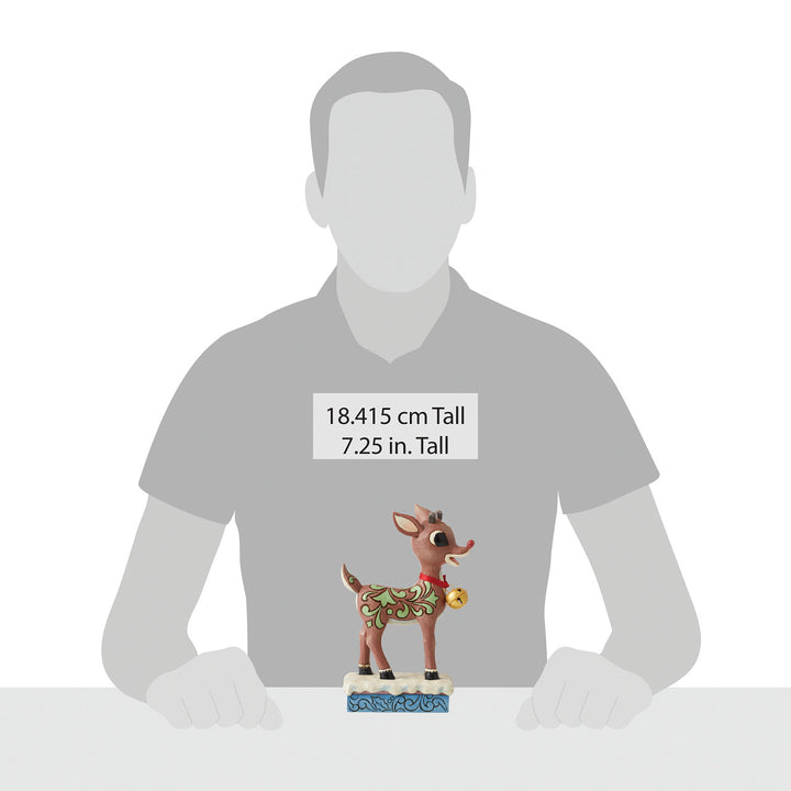 Jim Shore Rudolph Traditions: Rudolph with Large Bell Figurine sparkle-castle