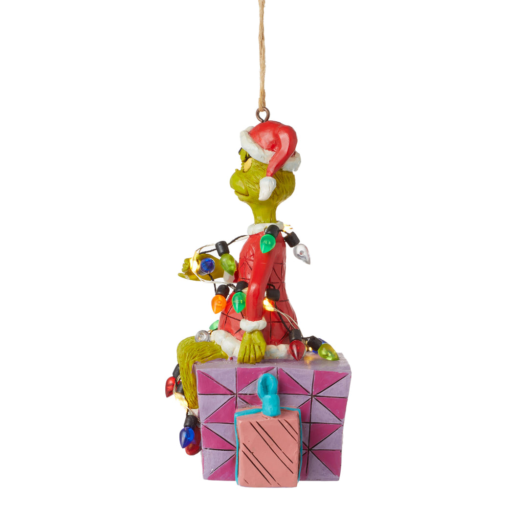 Jim Shore The Grinch: Grinch Wrapped In Lights Hanging Ornament sparkle-castle