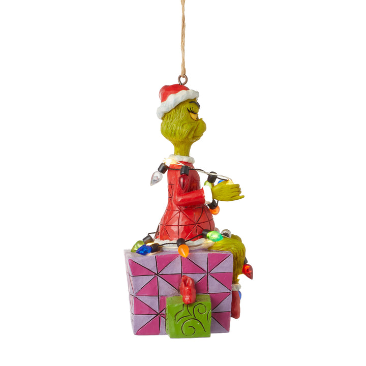Jim Shore The Grinch: Grinch Wrapped In Lights Hanging Ornament sparkle-castle