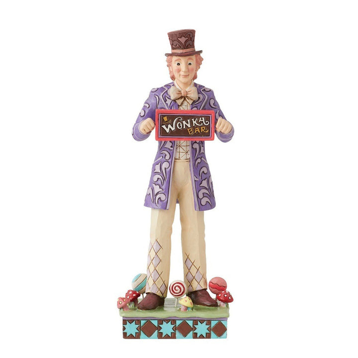 Jim Shore Willy Wonka: Willy Wonka With Rotating Golden Ticket Figurine sparkle-castle