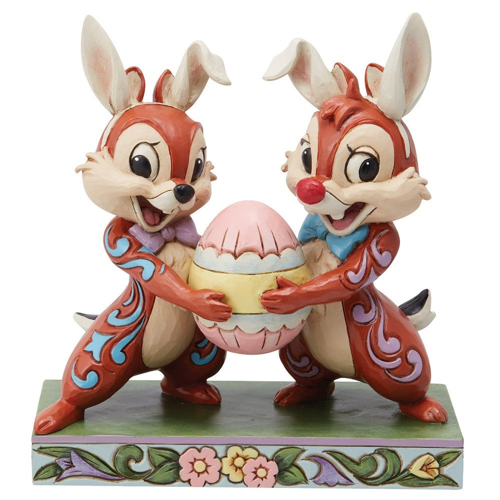 Jim Shore Disney Traditions: Chip 'N Dale Holding Easter Egg Figurine sparkle-castle