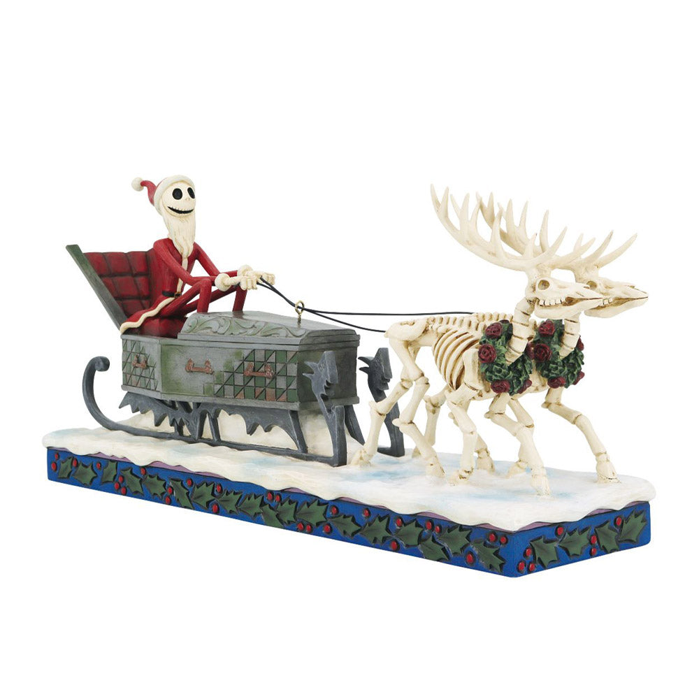 Jim Shore Disney Traditions: Jack In Sleigh With Skeleton Reindeer Figurine sparkle-castle