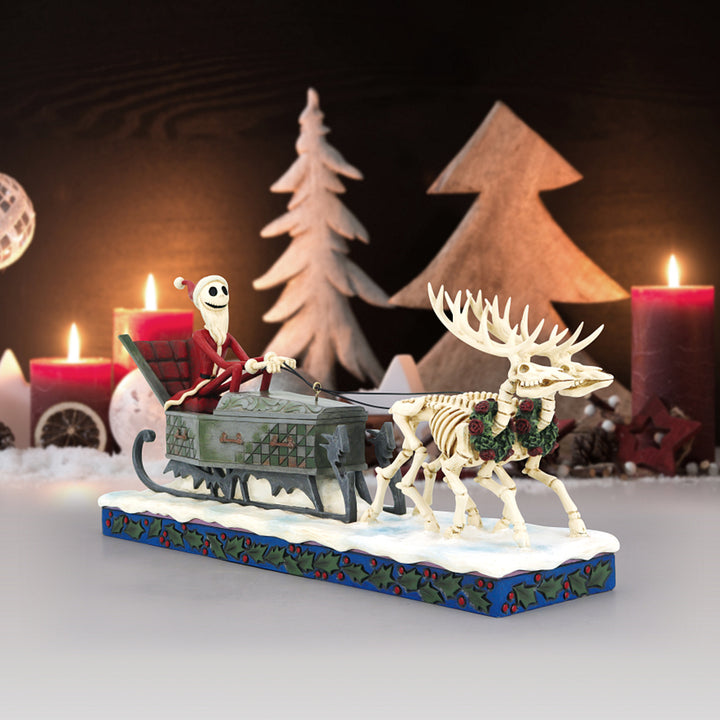Jim Shore Disney Traditions: Jack In Sleigh With Skeleton Reindeer Figurine - SIGNED sparkle-castle