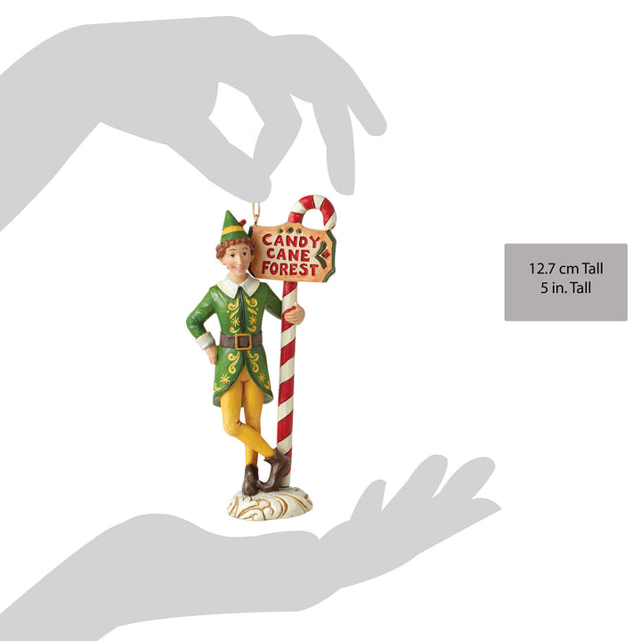 Jim Shore Elf: Buddy Elf by Candy Cane Hanging Ornament sparkle-castle