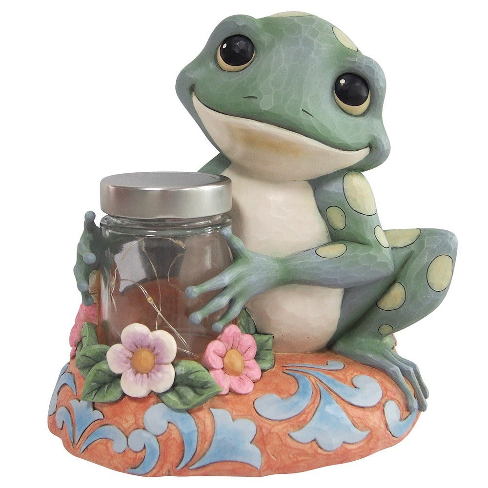 Jim Shore Heartwood Creek: Frog With Jar of Fireflies Figurine sparkle-castle