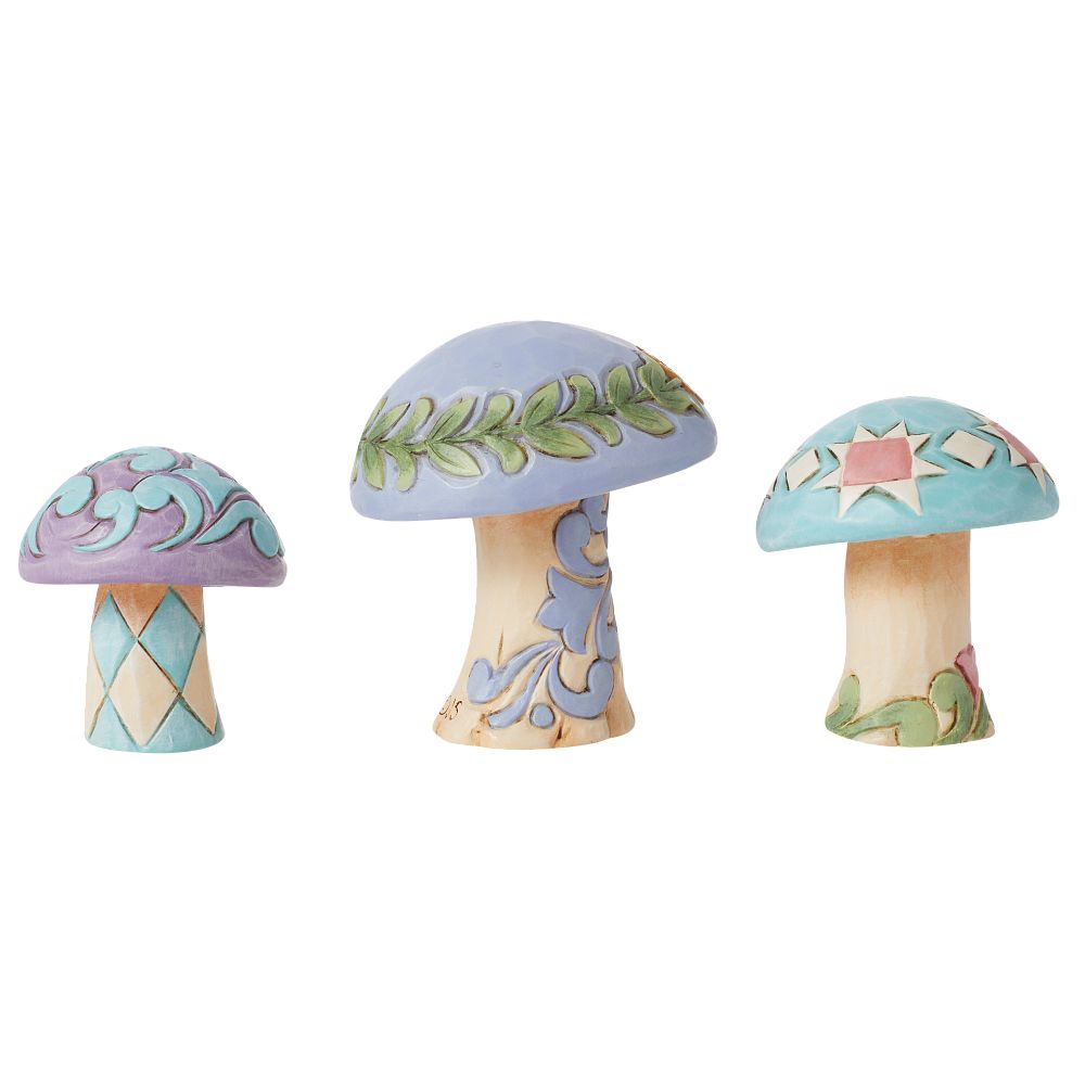 Jim Shore Heartwood Creek: Mushroom Figurines, Set of 3 sparkle-castle