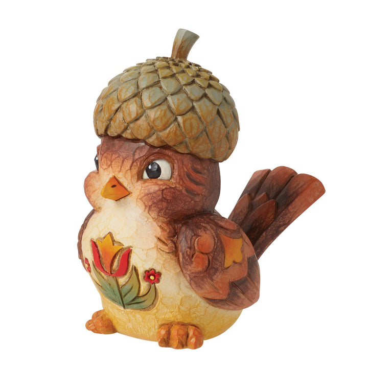 Jim Shore Heartwood Creek: Pint Sized Bird with Acorn Hat Figurine sparkle-castle