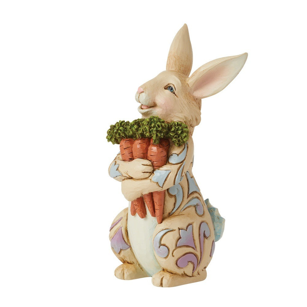 Jim Shore Heartwood Creek: Pint Sized Bunny With Carrots Figurine sparkle-castle