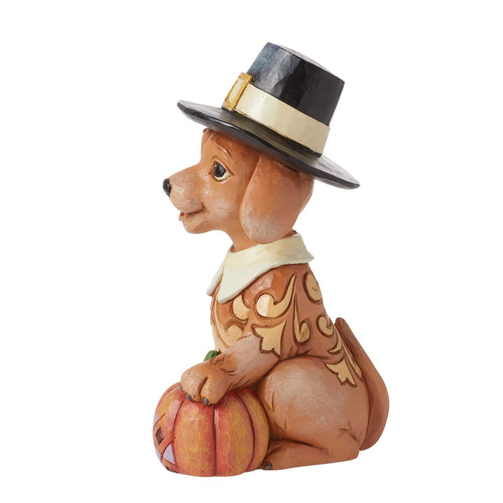 Jim Shore Heartwood Creek: Pint Sized Pilgrim Puppy With Pumpkin Figurine sparkle-castle