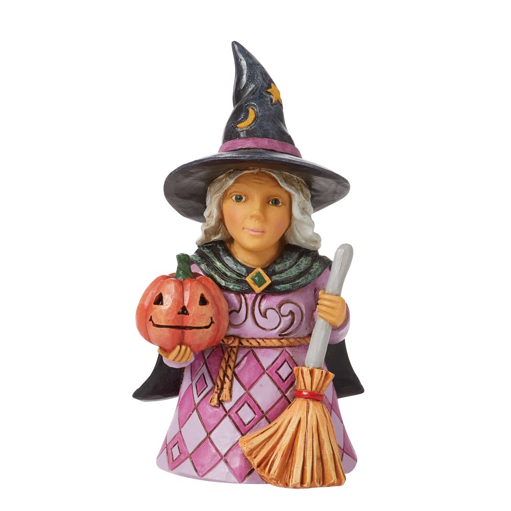 Jim Shore Heartwood Creek: Pint Sized Witch With Jack-O-Lantern Figurine sparkle-castle