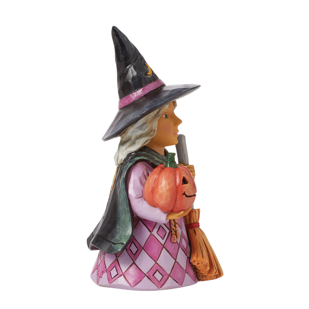 Jim Shore Heartwood Creek: Pint Sized Witch With Jack-O-Lantern Figurine sparkle-castle