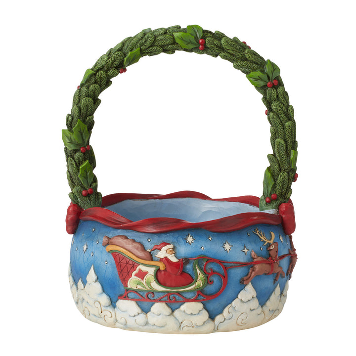 Jim Shore Heartwood Creek: Santa's Sleigh Christmas Basket with Ornaments Figurine, Set of 4 sparkle-castle