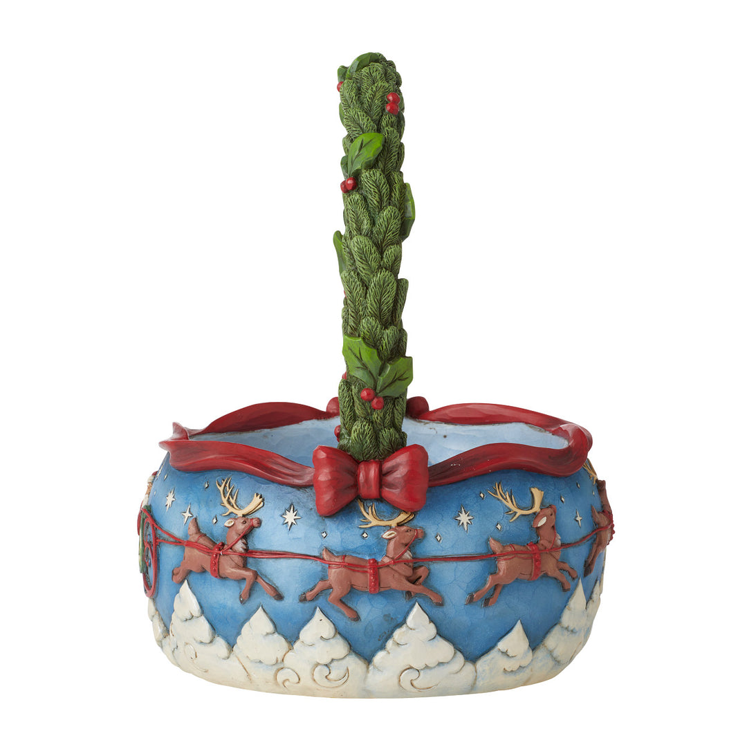 Jim Shore Heartwood Creek: Santa's Sleigh Christmas Basket with Ornaments Figurine, Set of 4 sparkle-castle