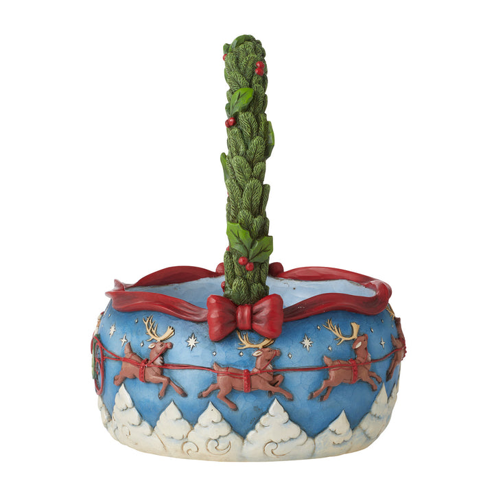 Jim Shore Heartwood Creek: Santa's Sleigh Christmas Basket with Ornaments Figurine, Set of 4 sparkle-castle