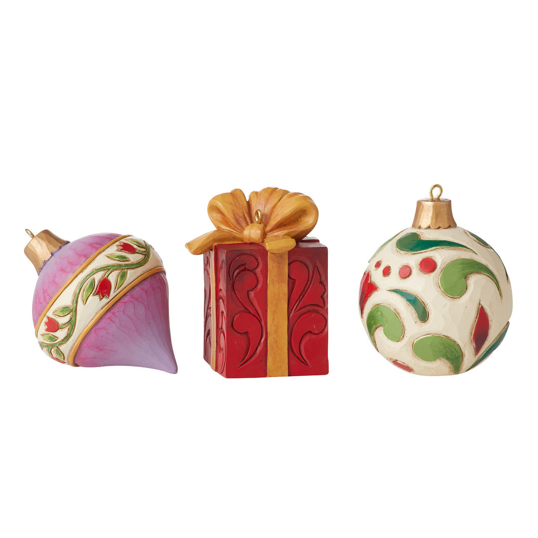 Jim Shore Heartwood Creek: Santa's Sleigh Christmas Basket with Ornaments Figurine, Set of 4 sparkle-castle